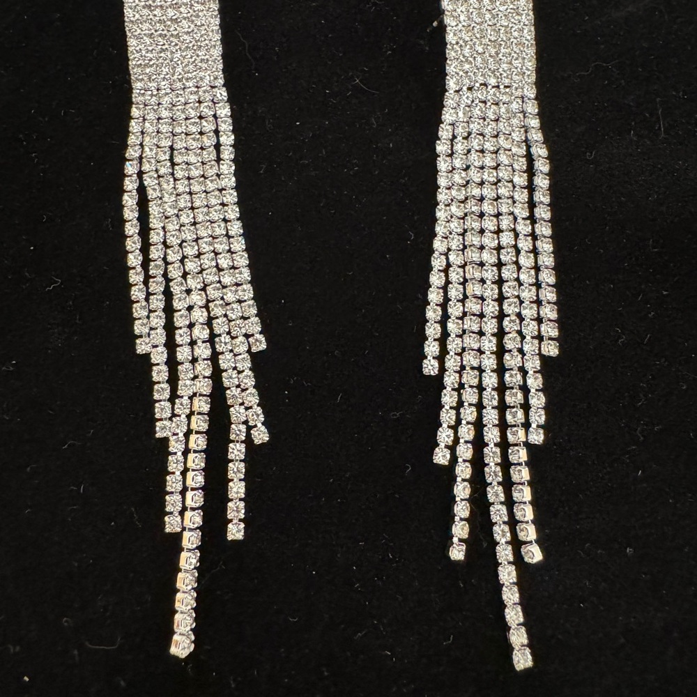 Rhinestone tassel earrings. NWOT
